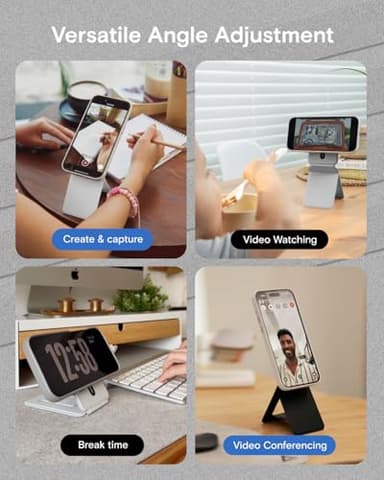 MOFT Phone Tripod Stand Selfie Stick for iPhone, Multi-Angles iPhone Stand, Lightweight & Portable Phone Holder, Strong Magnets, MOVAS Vegan Leather, Travel Essentials, Jet Black (Without Card Slot) - Image 5