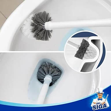 MR.SIGA Toilet Bowl Brush and Holder, Premium Quality, with Solid Handle and Durable Bristles for Bathroom Cleaning, White, 1 Pack - Image 5