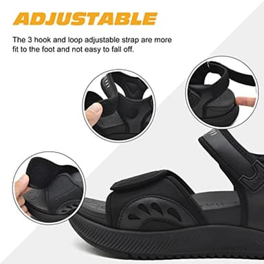 ONCAI Walking Sandals Women,Arch Support Hiking Sandals for Women 2025 with Orthotic Outdoor Plantar Fasciitis,Water Athletic Platform Sandalias Mujer with Adjustable Straps Black Size 9 - Image 3