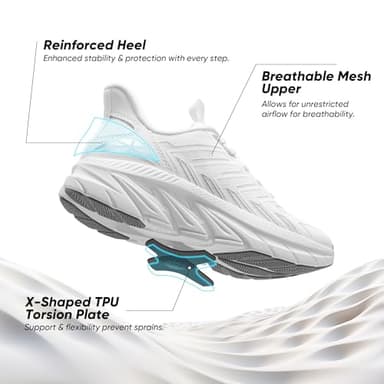 ALLSWIFIT Women's Slip On Walking Shoes Running Comfortable Tennis Breathable Non Slip Athletic Gym Workout Cross Training Fashion Sneakers,Size 7,White,SARR034W - Image 4