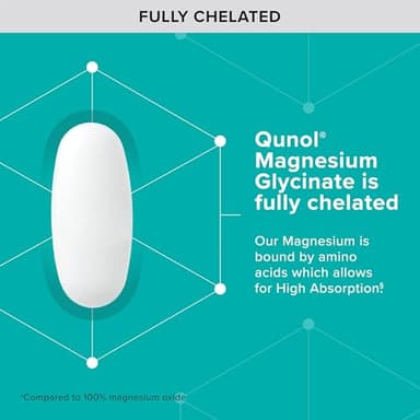 Qunol Magnesium Glycinate 300mg, 100% Glycinate Chelated Magnesium Supplement, 90ct Tablets - Image 3