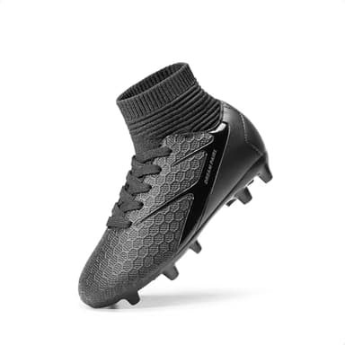 DREAM PAIRS Boys Girls Soccer Cleats Youth Firm Groud Outdoor Sport Athletic High Top Football Shoes for Little/Big Kid,Size 13 Little Kid,All/Black,HZ19002K - Image 2
