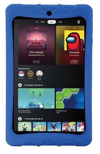 onn. 8-inch Kids Tablet, 2.0 GHz Quad-Core, 32GB Storage, 2GB RAM, 8" (1280 x 800) Touchscreen, Android 12, Charcoal - with Blue Rubberized Case (Renewed) - Image 3