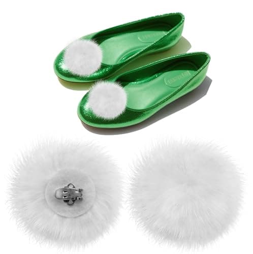 Pom Pom Shoe Clips for Fairy Green Shoes – Costume Accessories for Women, Fluffy Pompoms for Halloween Costumes, Party, Cosplay & Halloween Outfits - Image 1
