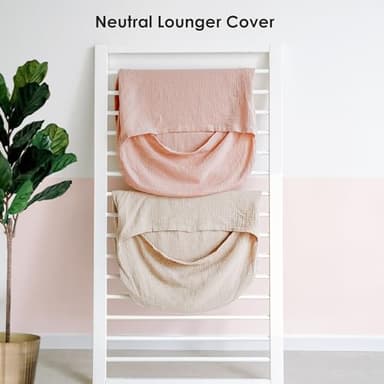 MairMore Muslin Baby Lounger Cover for Newborn & Infant, 100% Cotton Soft and Breathable Lounger Slipcover for Baby Girls and Boys, Pack of 2 (Pink, Ivory) - Image 6