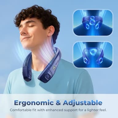 Neck Fan Portable Air Conditioners Personal Fans, Ergonomic Fan with Cooling Plate, Type-C 8000mAh Rechargeable 3D Airflow Wearable LED Screen 3 Modes Gifts for Men Women Outdoor Travel Indoor - Image 4