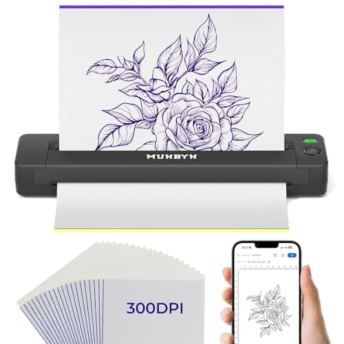 MUNBYN Tattoo Stencil Printer ITP06, 300DPI Wireless Thermal Tattoo Printer with 20 Transfer Papers, Tattoo Printers Compatible with Smartphone & PC for Tattoo Artists & Beginners - Image 1
