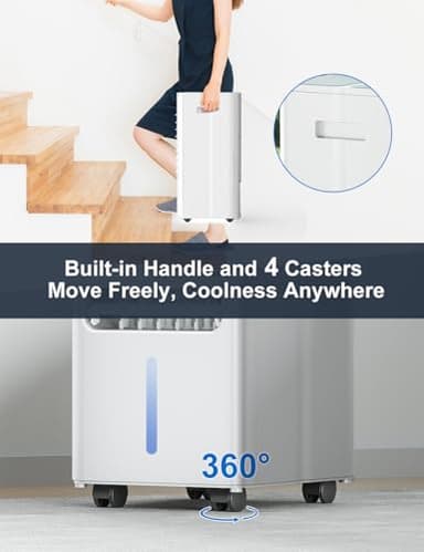 AIRTHRYL Smart Portable Air Conditioners, 3-IN-1 Evaporative Air Cooler, Quiet Operation, 1-12H Timer for Auto Shut-off, 5 Modes & 3 Fan Speeds, Removable Water Tank - Image 8