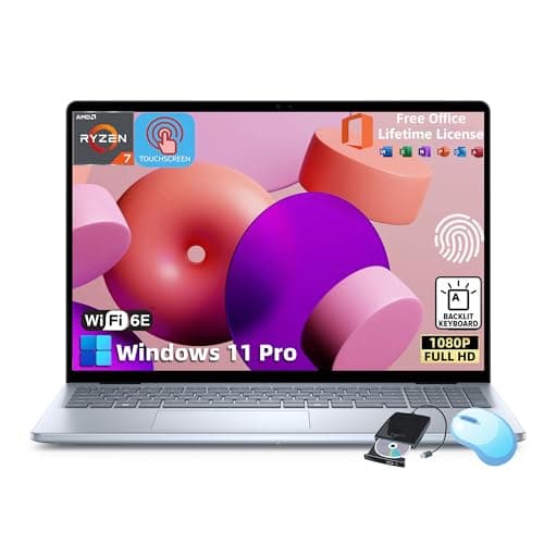 Dell Inspiron-16 Touchscreen Business Laptop - w/Office Lifetime • 16-inch FHD+ Display • AMD Ryzen 7-8840U • Backlit KB • Fingerprint • Win 11 Pro & External DVD Drive (64GB DDR5 RAM | 2TB SSD) - Image 1