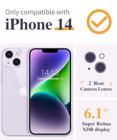 GVIEWIN for iPhone 14 Case Floral, with Screen Protector+Camera Lens Protector,[Non Yellowing]Soft Shockproof Clear Phone Protective Cover for Women, Flower Pattern Design 6.1"(AA-Floratopia/Colorful) - Image 2