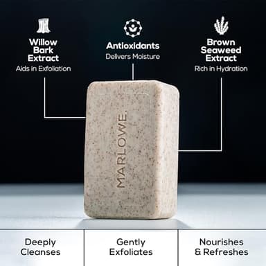 MARLOWE. No. 102 Body Scrub Soap 7 oz (3 Bars), Exfoliating Soap Bar with Shea Butter, Olive Oil & Green Tea Extracts, Cleanses, Smooths & Revitalizes Skin, Original Sage & Fir Scent - Image 7