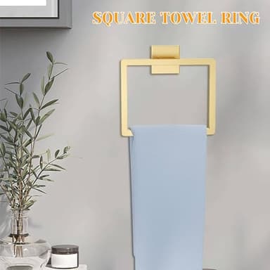 Brushed Gold Towel Bar Set 5 Pieces Bathroom Hardware Accessories Set,Upgraded Toilet Paper Holder with Shelf,Stainless Steel Towel Holder Set for Bathroom,Wall-Mounted 23.6 in - Image 3