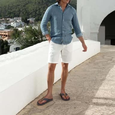 KuaiLu Mens Flip Flops Arch Support Comfortable Cushion Memory Foam Recovery Walking Waterproof Leather Thong Sandals Orthotic Plantar Fasciitis Summer Casual Beach Pool Slip on Slippers Grey Size 11 - Image 2