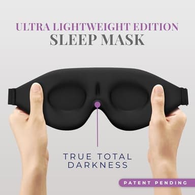 SmartRest Sleep Mask [2 Pack] - Eye Mask for Sleeping - Ultra Lightweight for Side Sleepers, Contoured, 100% Blackout Sleeping Masks for Women and Men, Blindfold and Eye Covers - S1 Black - Image 2