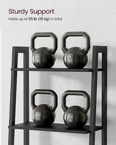 VASAGLE Ladder Shelf, 5-Tier Bookshelf, Storage Rack, Bookcase with Steel Frame, for Living Room, Home Office, Kitchen, Bedroom, Industrial Style, Ebony Black and Ink Black ULLS045B56 - Image 7