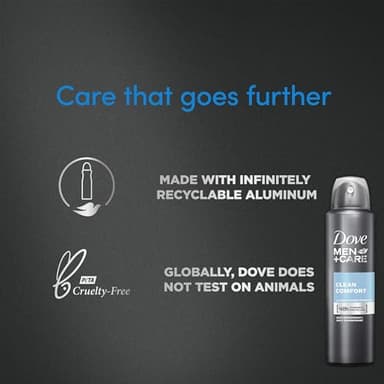 Dove Men + Care Antiperspirant Deodorant Spray, 6 Pack, 48H Protection, Long-Lasting Clean Comfort Scent, Soothes & Moisturises Skin, 5 oz. Each - Image 7
