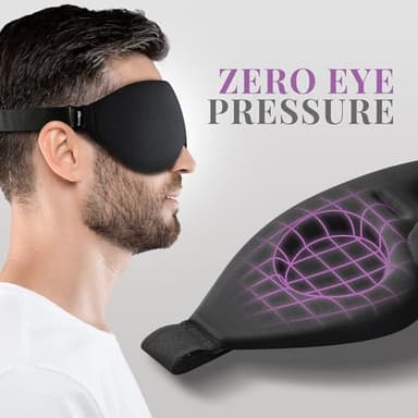 SmartRest Sleep Mask [2 Pack] - Eye Mask for Sleeping - Ultra Lightweight for Side Sleepers, Contoured, 100% Blackout Sleeping Masks for Women and Men, Blindfold and Eye Covers - S1 Black - Image 5