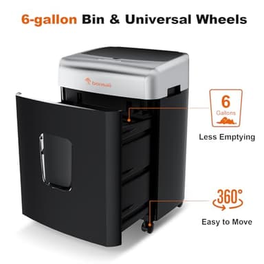 Bonsaii Paper Shredder for Office, 110-Sheet Autofeed Heavy Duty Shredder for Home Office Use, 30 Minutes/Micro Cut/P-4 High Security Level/6 Gallon Large Bin - Image 5