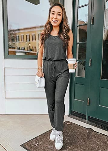 PRETTYGARDEN Women's Two Piece Outfit Sets Casual Summer Sleeveless Crewneck Tops and Sweatpants Active Tracksuit Lounge Wear (Dark Grey,Small) - Image 3