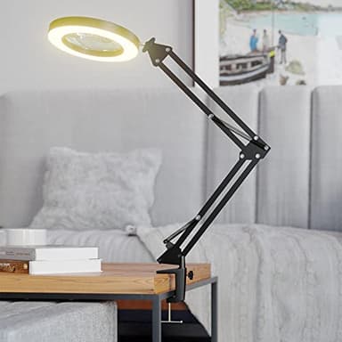 HITTI 10X Magnifying Glass with Light, 1,800 Lumens Stepless Dimmable, 3 Color Modes, 4.2″ Real Glass Lens LED Magnifying Desk Lamp & Clamp, Magnifier Light and Stand for Crafts Welding Close Work - Image 8