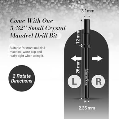 MelodySusie 50 Pcs Nail Drill Bits Small Sanding Bands with 3.1mm Mandrel Bit, 240 Extreme Fine Grit Nail File for Acrylic Nails Gel Manicures and Pedicure, Black - Image 7