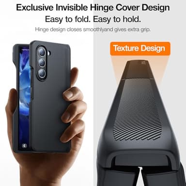 TORRAS Magnetic Armor Stand Samsung Galaxy Z Fold 6 Case with Screen Protector, [MIL-Grade Hinge Protection] [Compatible with MagSafe] [Invisible Kickstand], Hard Slim for Z Fold 6 Case, Black - Image 6