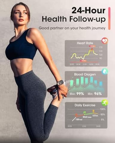 Smart Watches for Women Men with Call: Fitness Trackers with 24-Hour Heart Rate SpO2 Sleep Monitor 5ATM Waterproof 120+ Sport Mode Watches for Women gift Compatible with iPhone Android Phones(3 Bands - Image 3
