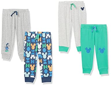Amazon Essentials Disney | Marvel | Star Wars Baby Boys' Pants, Pack of 4, Mickey Oh Boy, 12 Months - Image 1