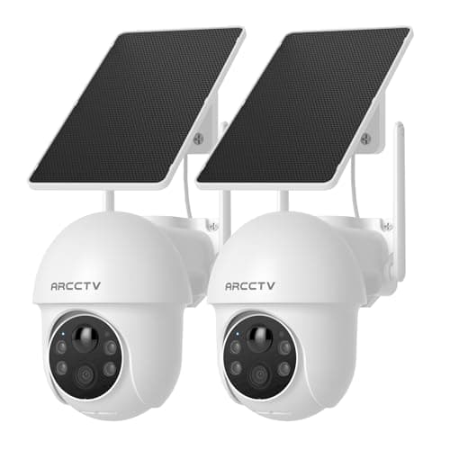 ARCCTV Solar Security Cameras Wireless Outdoor, 4MP 360° View Battery Powered Outdoor Camera, Night Vision with Spotlight, 2-Way Audio, PIR Motion Sensor, 2.4G/5G Dual Band WiFi (2 Pack) - Image 1
