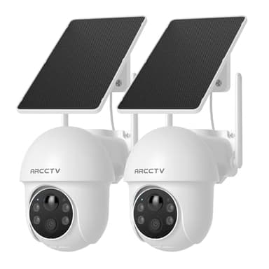 ARCCTV Solar Security Cameras Wireless Outdoor, 4MP 360° View Battery Powered Outdoor Camera, Night Vision with Spotlight, 2-Way Audio, PIR Motion Sensor, 2.4G/5G Dual Band WiFi (2 Pack) - Image 1