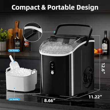 Antarctic Star Nugget Ice Maker Countertop with Soft Chewable Ice, Portable Sonic Ice Maker with Basket and Scoop, Removable Top Cover, Auto-Cleaning for Home/Party/RV/Camping (Stainless Steel Black) - Image 4