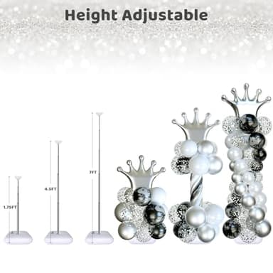 Balloon Arch Stand, Balloon Stand Set of 4, 7 Feet Height Adjustable Metal Balloon Column Stand for Party Decorations Wedding Birthday, Graduation Party Decoration, Baby Shower - Image 3