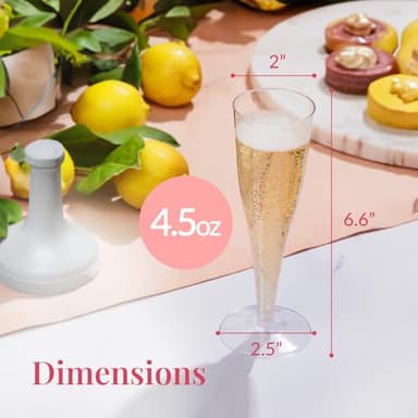 Prestee Set of 24 Clear Plastic Champagne Flutes - 4.5 oz Capacity Shatterproof Disposable Glasses - Suitable for Weddings, Cocktail Parties, and Outdoor Celebrations - Image 3