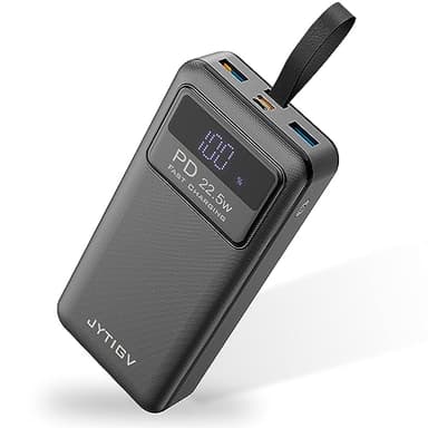 JYTIGV Portable Charger,20000mAh USB C in & Out Power Bank,22.5W PD Fast Charging Built-in LED Display and Flashlights Battery Pack Compatible with iPhone iPad Samsung LG Android Cellphone (Black) - Image 1