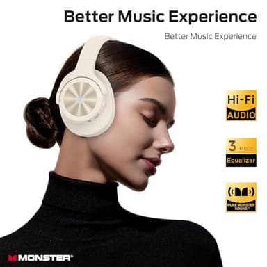 Monster Mission 200 Bluetooth Headphones, Wireless Headphones with 3 EQ Modes, Low Latency HiFi Stereo Foldable Lightweight Headset, 60H Playtime,Deep Bass for Home Office Cellphone PC Ect - Image 2