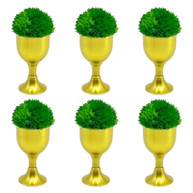 12Pcs Mini Artificial Moss Balls for Bowl & Vase Fillers - Decorative Green Moss Balls Centerpieces (1.57") (1.57in Green&Gold)