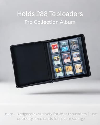 KUOOKING Toploader Binder - Holds 288+ Top Loaders for Cards, 9 Pocket Top Loader Binders with Sleeves for 3" x 4" Rigid Card Holders for Baseball, Football and other Sports Cards(Black) - Image 5