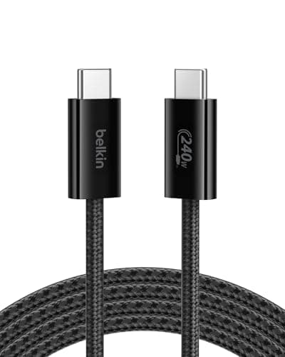 Belkin USB C to USB C Cable, 6.6ft, 240W - Type C Charger, iPhone Charger Cord, Soft, Braided, Flexible for iPhone 17, Galaxy S25, Pixel 10, MacBook, Chromebook, iPad Pro, Switch Steam Deck – Black - Image 1