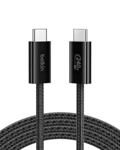 Belkin USB C to USB C Cable, 6.6ft, 240W - Type C Charger, iPhone Charger Cord, Soft, Braided, Flexible for iPhone 17, Galaxy S25, Pixel 10, MacBook, Chromebook, iPad Pro, Switch Steam Deck – Black - Image 1