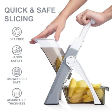 SupMaKin Safe Mandoline Slicer for Kitchen, Potato Slicer for Chips, Vegetable & Food Cutter,Thickness Adjustable 0.1-8 mm, Kitchen Faster Slice Artifact (Only Slicer) - Image 5