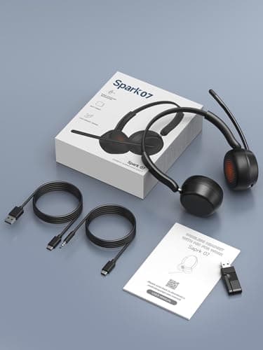 SEJJ Wireless Headset with Mic for Work, Bluetooth 5.4 Headphones with AI Noise-Canceling Mic for Clear Calls, Wireless Headsets with Mic Mute & USB A/C Dongle for PC, Computer, Laptop, Black - Image 9