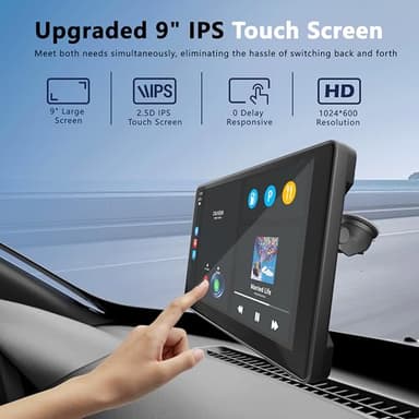 XBAY 9" Carplay Screen for Car, Support Apple Carplay & Android Auto, 4K Dash Cam, 1080p Backup Camera DVR, Car Audio Receivers GPS Navigation Airplay/Super Link, Bluetooth, FM, Siri. - Image 4