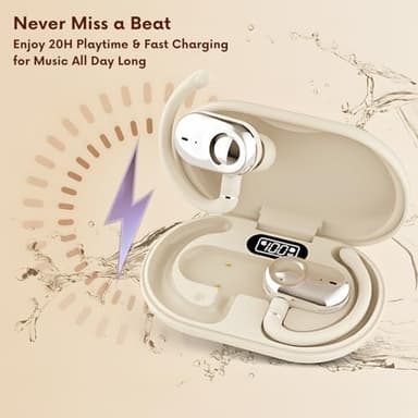 Open Ear Earbuds, Open Ear Headphones with 16mm Speakers, Bluetooth 5.4 Wireless, Biaxial Rotation, Lightweight, 20H Playtime, Over Ear Bluetooth Headphones for Running, Workout, IPX5 Waterproof - Image 6