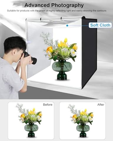 PULUZ 32"x32" Light Box Photography, Large Photo Light Box with 3 Stepless Dimming Light Panel, 234 LED Beads, Professional Photo Booth Shooting Tent Kit with 4 Color Backdrops for Product Photography - Image 4