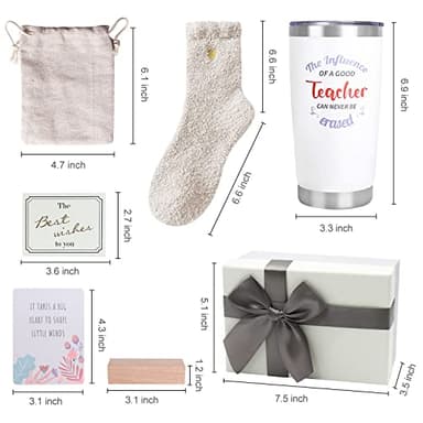 Teacher Gifts, Teacher Appreciation Gifts with 20 OZ Insulated Tumbler, Affirmation Cards Unique Gift Ideas for Women, Cozy Socks Thank You Basket Box for New Teachers, Teachers Christmas Gift - Image 5
