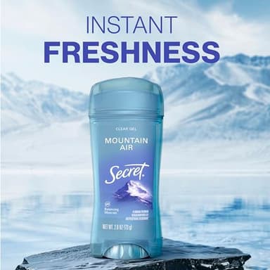 Secret Fresh Antiperspirant Deodorant for Women, 72hr Breathable Sweat & Odor Protection, Instant Freshness & Gentle, PH Balancing Minerals, Clear Gel, Mountain Air Scent, 2.6 oz - Image 5