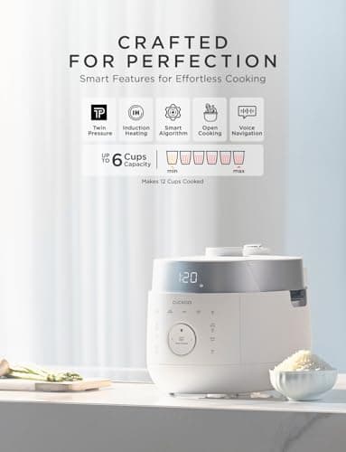 CUCKOO 6-Cup Uncooked / 12-Cup Cooked Induction Heating Twin Pressure Rice Cooker, 16 Menu Modes, Multi-Language Voice Guide, Versatile Grain Multi-Cooker & Pressure Cooker (CRP-LHTR0609FW) - Image 2