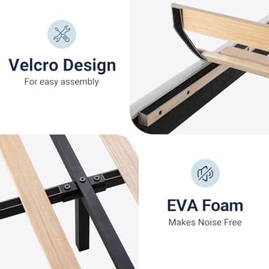 Allewie King Size Platform Bed Frame with Velvet Upholstered Headboard and Wooden Slats Support, Fully Upholstered Mattress Foundation/No Box Spring Needed/Easy Assembly, White - Image 5