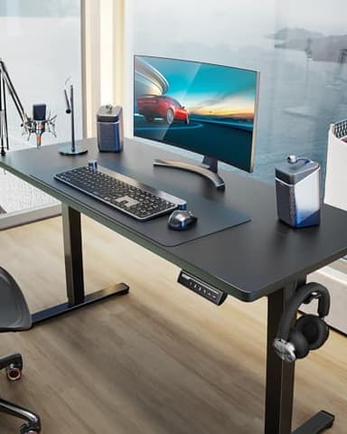 ErGear Height Adjustable Electric Standing Desk, 47.2 x 23.6 Inches Sit Stand up Desk, Memory Computer Home Office Desk with Two-Piece Desktop (Black) - Image 2