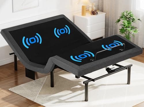 Pipishell Queen Adjustable Bed Frame with Massage, Electric Bed Base with Head & Foot Incline, USB-A & USB-C Ports, LED Under-Bed Lighting, 4 Leg Height Options, and Easy 3-Step Assembly - Image 1